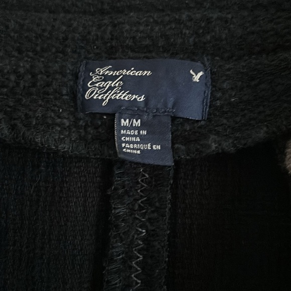 AEO Navy Thick Cotton Crew Neck Snap Front Raw Edge Cardigan Clueless Preppy - Picture 14 of 15